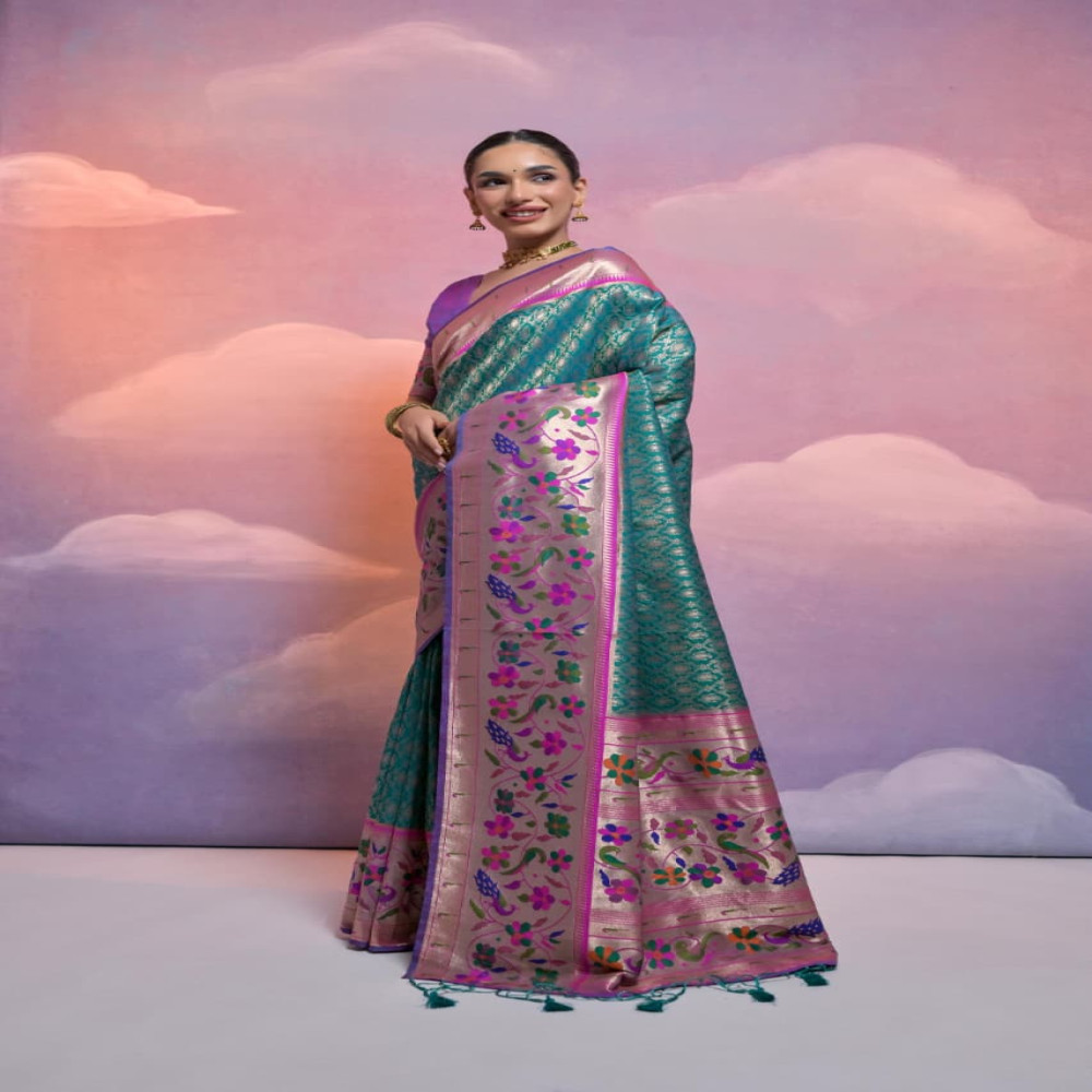 Soft Banarasi Silk Paithani Saree with Rich Zari Pallu | BIUI Innovation