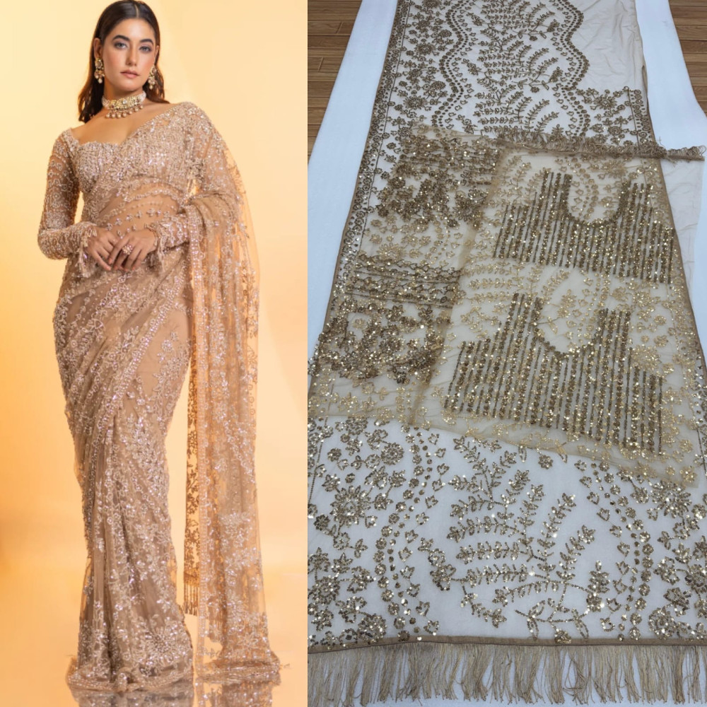 New Bollywood Blockbuster NET SPECIAL Heavy Mono Net Sequins Embroidery ...