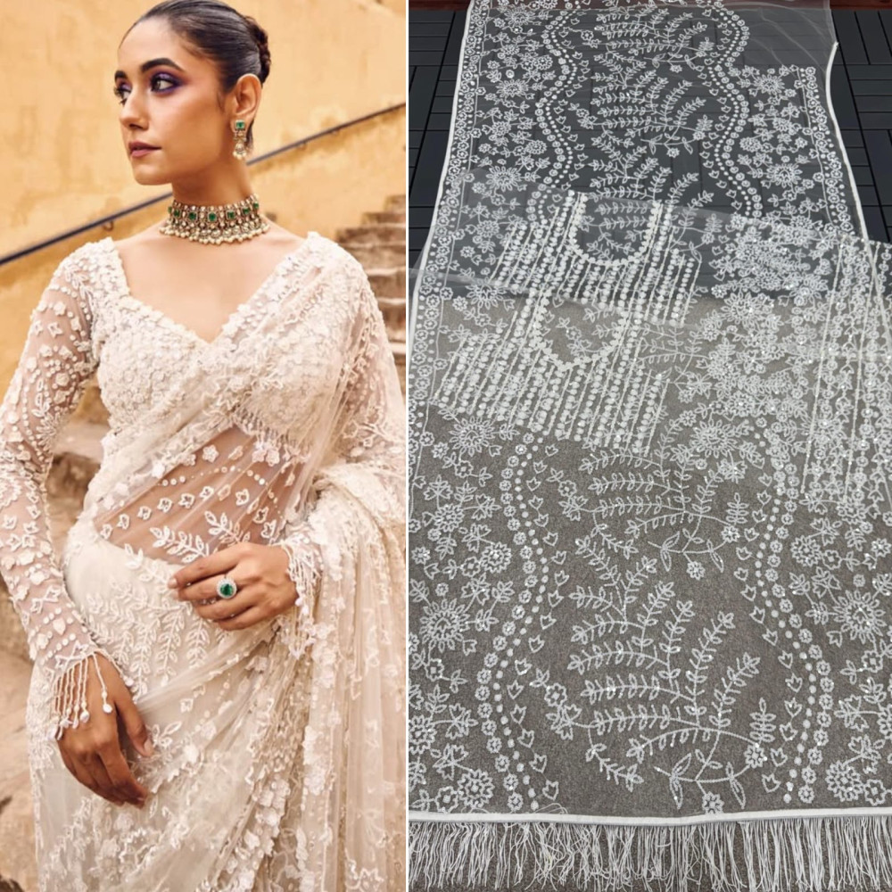New Bollywood Blockbuster NET SPECIAL Heavy Mono Net Sequins Embroidery ...