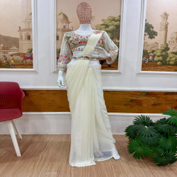 Premium Ready-to-Wear Faux Georgette Drape Saree with Embroidered Blouse & Waist Belt