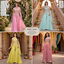 Designer Beaded Crop Top Palazzo Set with Dupatta