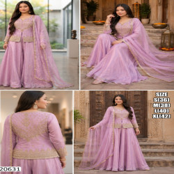 Designer Fendy Silk Embroidered Palazzo Suit Set with Dupatta