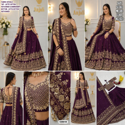Wine Purple Heavy Embroidered Chinon Festival Lehenga Choli Set