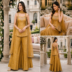 Royal Jacquard Silk Festive Indo Western Palazzo Set