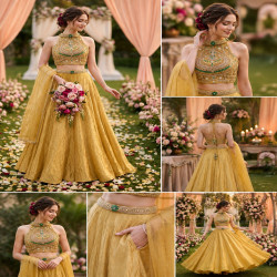 Royal Beads Work Fendy Silk Festive Indo Western Lehenga Set