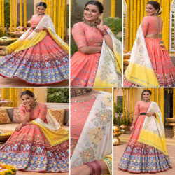 Women's Digital Printed Butter Silk Lehenga Choli with Dupatta