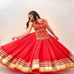Women's Embroidered Georgette Flared Lehenga Choli