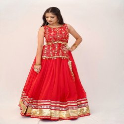 Women's Embroidered Georgette Flared Lehenga Choli