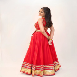 Women's Embroidered Georgette Flared Lehenga Choli