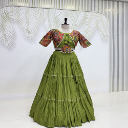 Women's Pure Cotton Embroidered Flared Lehenga Choli