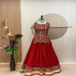 Women's Embroidered Georgette Flared Lehenga Choli