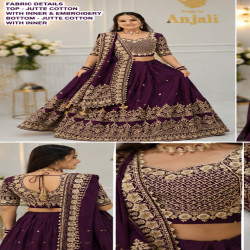 Wine Purple Heavy Embroidered Chinon Festival Lehenga Choli Set