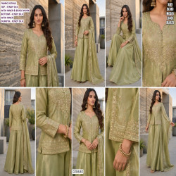 Designer Fendy Silk Embroidered Palazzo Suit Set with Dupatta