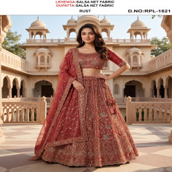 Designer Embroidered Bridal Lehenga Choli with Dupatta