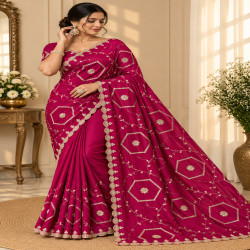 Chinnon Silk Jaal Work Cutwork Saree