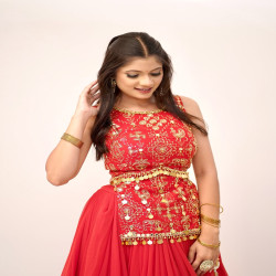 Women's Embroidered Georgette Flared Lehenga Choli