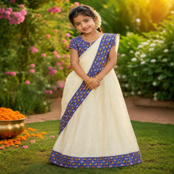 Golden Harmony Ready-to-Wear Kids Saree with Designer Blouse