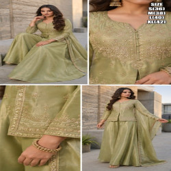Designer Fendy Silk Embroidered Palazzo Suit Set with Dupatta