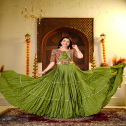 Women's Pure Cotton Embroidered Flared Lehenga Choli