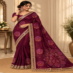 Gajji Silk Bandhej Mirror Work Saree