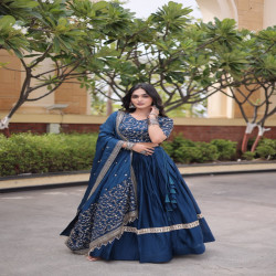 Women's Embroidered Glory Satin Lehenga Choli with Dupatta