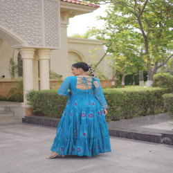 Women's Bandhani Print Kutchi Patchwork Georgette Gown