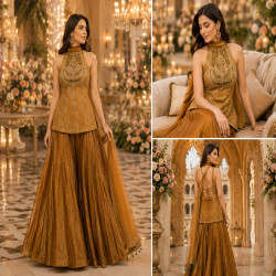 Royal Jacquard Silk Festive Indo Western Palazzo Set