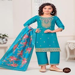 Girls Premium Embroidered Salwar Suit with Printed Dupatta