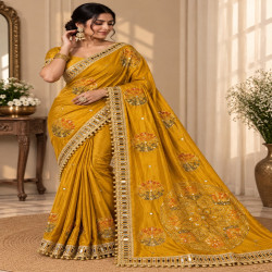 Gajji Silk Bandhej Mirror Work Saree