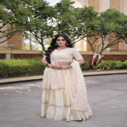 Women's Embroidered Glory Satin Lehenga Choli with Dupatta