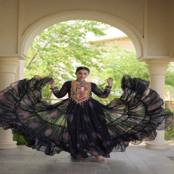 Women's Bandhani Print Kutchi Patchwork Georgette Gown
