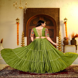 Women's Pure Cotton Embroidered Flared Lehenga Choli