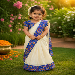 Golden Harmony Ready-to-Wear Kids Saree with Designer Blouse