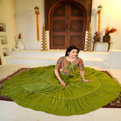 Women's Pure Cotton Embroidered Flared Lehenga Choli