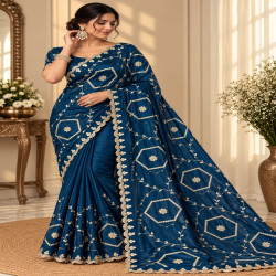 Chinnon Silk Jaal Work Cutwork Saree