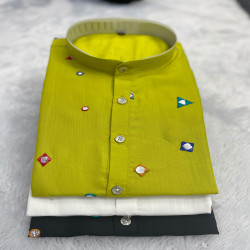Men’s Navratri Embroidered Flex Cotton Kurta Dhoti Set with Mirror Work