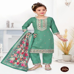 Girls Premium Embroidered Salwar Suit with Printed Dupatta
