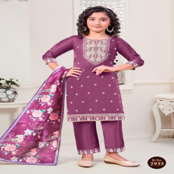 Girls Premium Embroidered Salwar Suit with Printed Dupatta