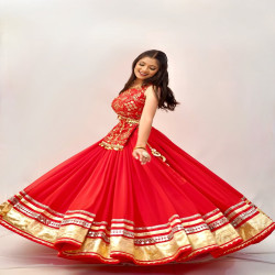 Women's Embroidered Georgette Flared Lehenga Choli
