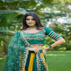 Premium Bandhej Flared Cotton Lehenga Choli Set