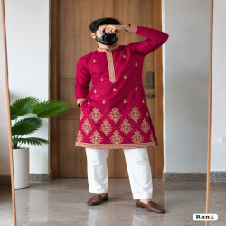 Regal Royal Silk Embroidered Kurta Pyjama Set for Men