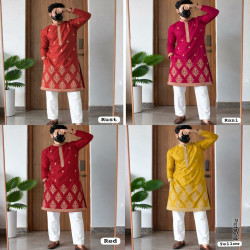 Regal Royal Silk Embroidered Kurta Pyjama Set for Men