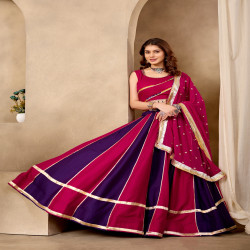 Flared Cotton Lehenga Choli Set with Mirror Lace Work