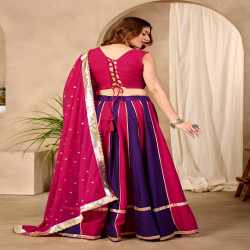 Flared Cotton Lehenga Choli Set with Mirror Lace Work