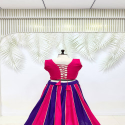 Flared Cotton Lehenga Choli Set with Mirror Lace Work