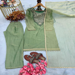 Designer Tissue Salsa Embroidered 3-Piece Palazzo Set