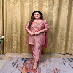 Designer Tissue Salsa Embroidered 3-Piece Palazzo Set