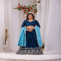 Premium Vichitra Silk Embroidered Lehenga Choli Set