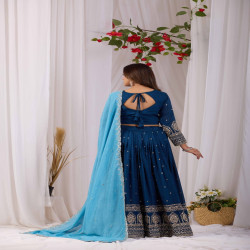 Premium Vichitra Silk Embroidered Lehenga Choli Set