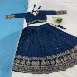 Premium Vichitra Silk Embroidered Lehenga Choli Set